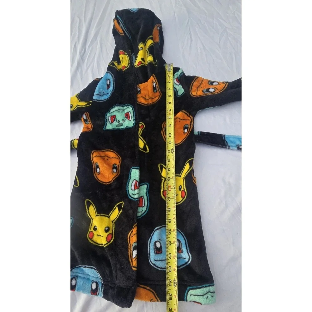 Pokemon Pikachu Character Plush Fleece Hooded Bathrobe Robe Kids Boys 6/7